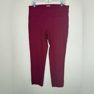Crown Ivy Pull On Burgundy Textured Pants Ankle Length Size 14